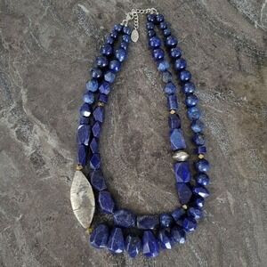 Silpada indigo for it Lapis lazuli necklace statement sterling and brass accent‎